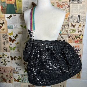 Justice Black Starry Duffle Bag with pouch